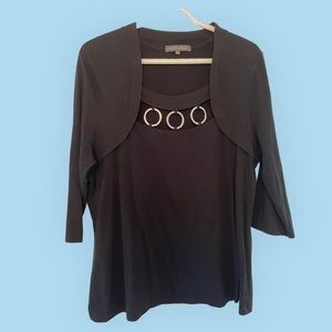 Additon Elle 3/4 sleeve length black top